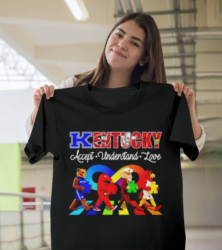 Kentucky Accept Understand Love Louisville Cardinals Puzzle Piece Parade T-Shirt