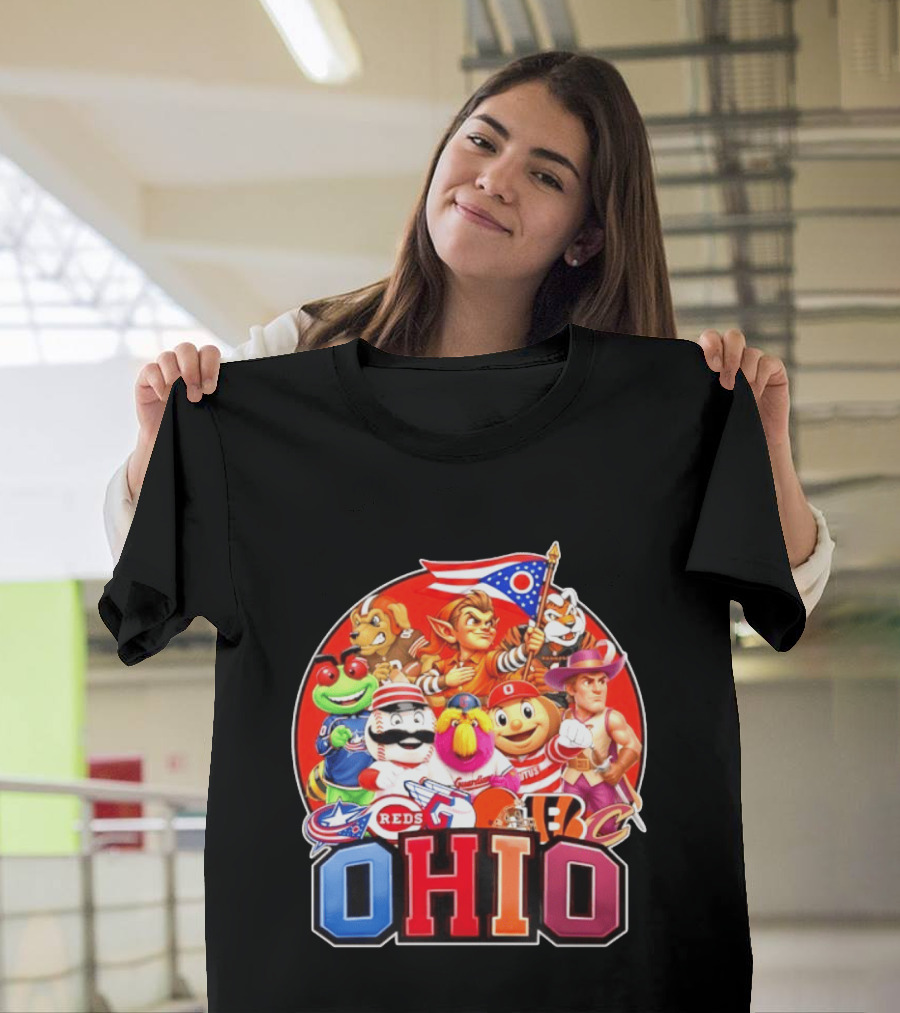 Ohio Sports Teams Mascots Cleveland Guardians Reds Bengals Browns Buckeyes Reds Crew Indians Fan T-Shirt