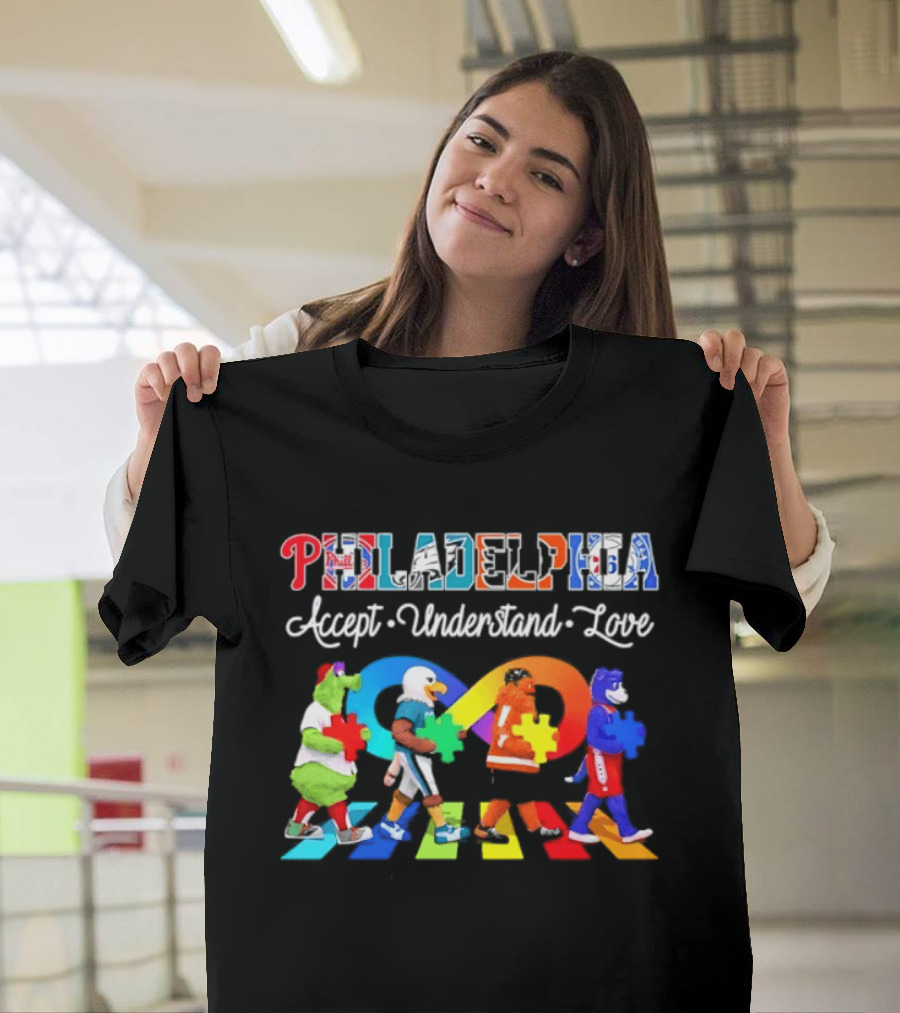 Philadelphia Mascots Accept Understand Love Puzzle Parade T-Shirt