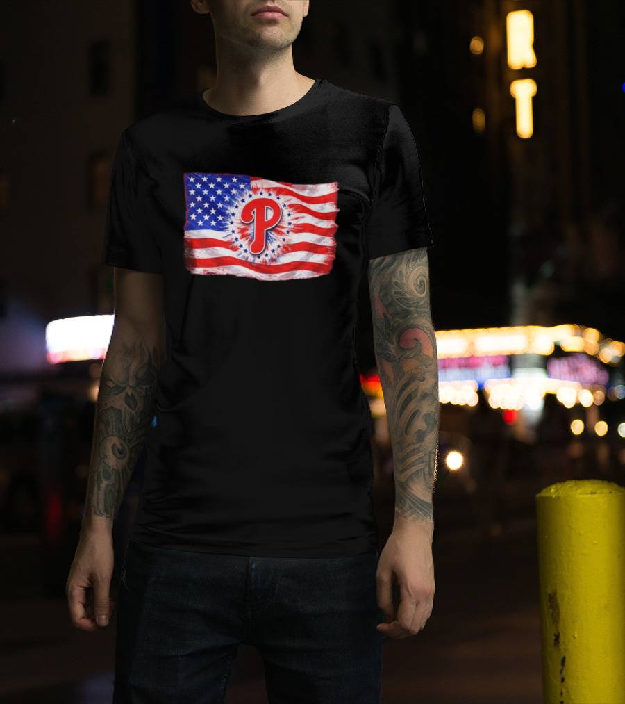 Phillies Patriotic American Flag Philadelphia Baseball 250th Anniversary Independence Day T-Shirt