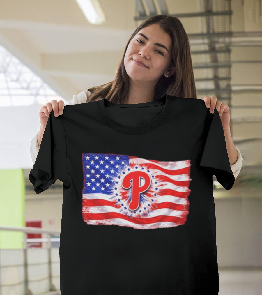 Phillies Patriotic American Flag Philadelphia Baseball 250th Anniversary Independence Day T-Shirt