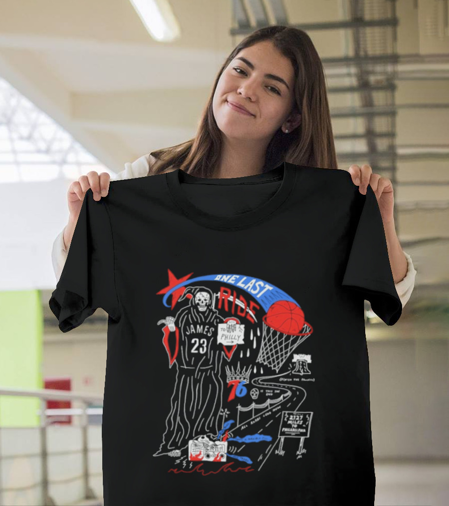 James 23 Finish The Process One Last Ride Reaper Philly Basketball Journey T-Shirt