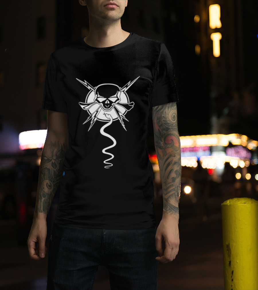 Skull And Snake Lightning Gothic T-Shirt