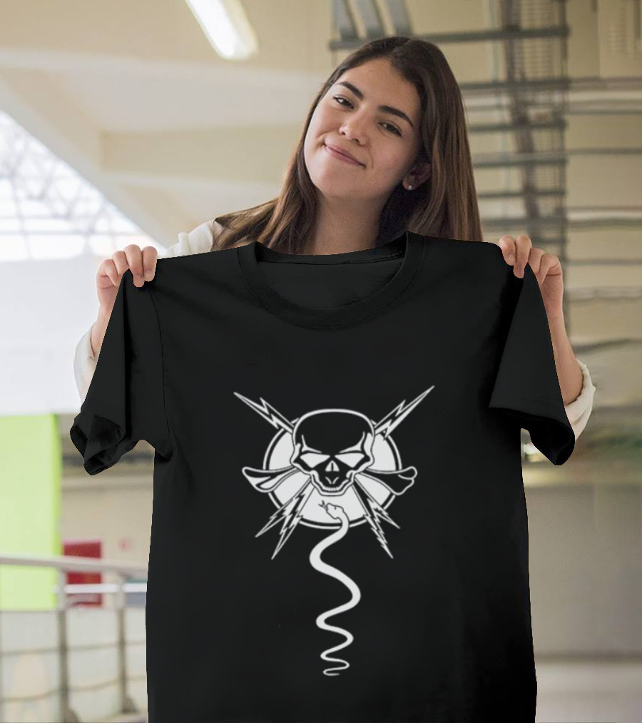 Skull And Snake Lightning Gothic T-Shirt
