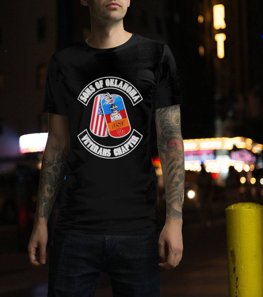 Sons Of Oklahoma Veterans Chapter OKC Thunder Tulsa Oilers American Flag Oklahoman Pride T-Shirt