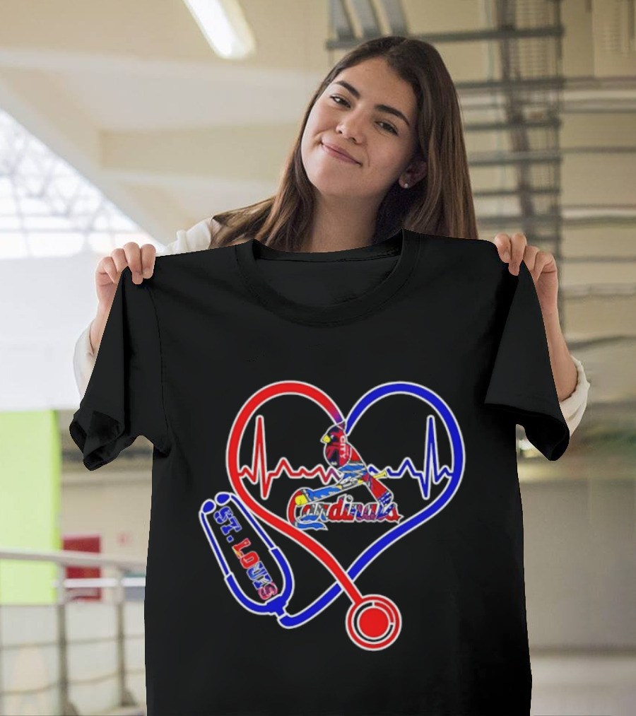 St Louis Cardinals Heartbeat Stethoscope Fan Pride T-Shirt