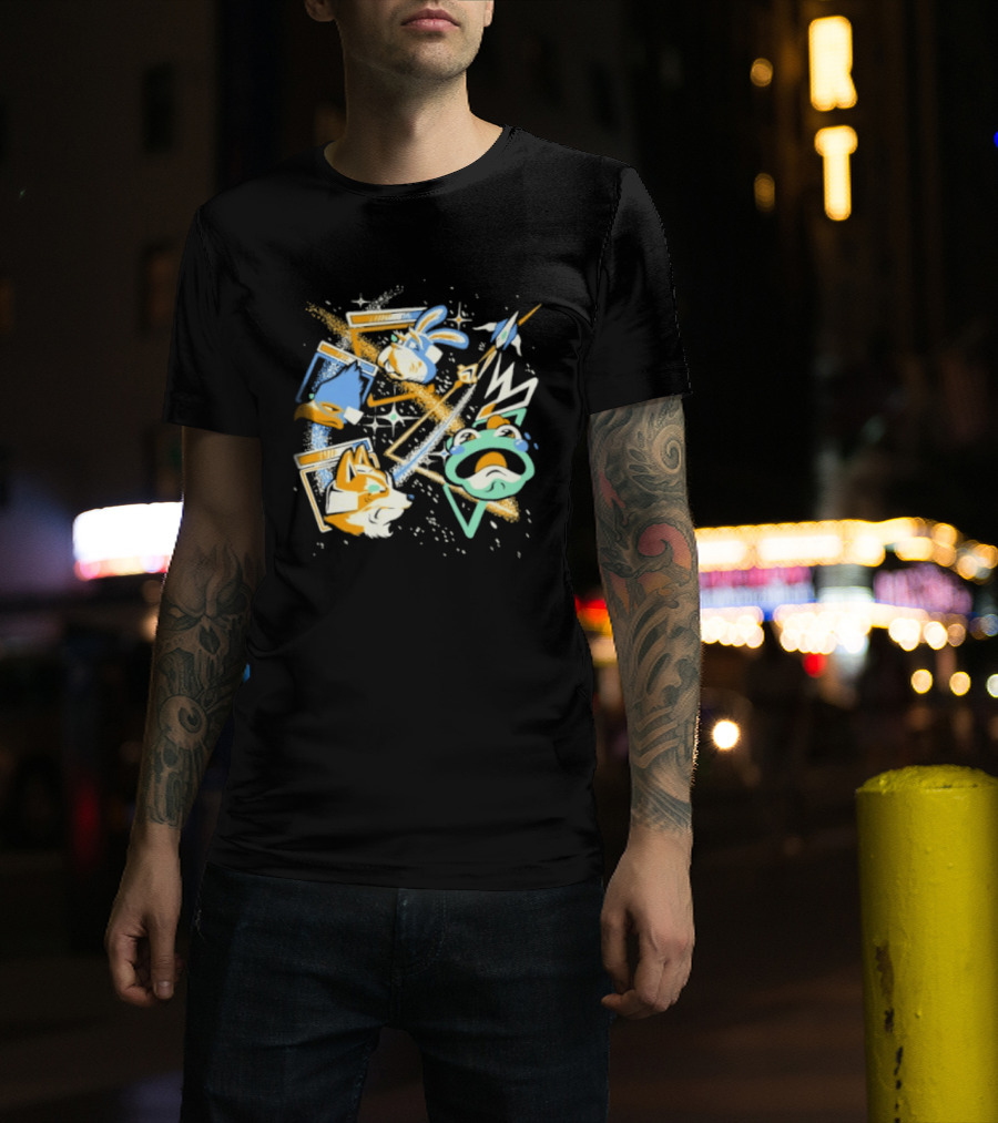 Star Fox Team Collage Falco Lombardi Peppy Hare Retro Style Graphics Gaming Nostalgia T-Shirt