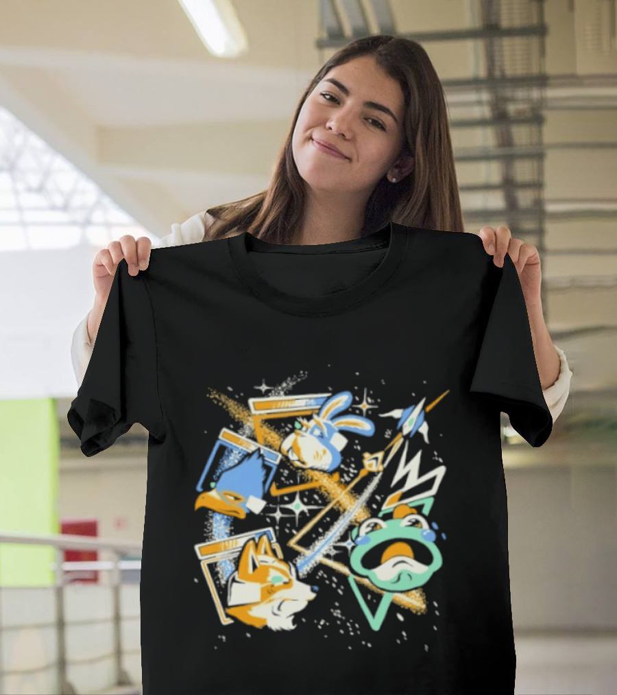 Star Fox Team Collage Falco Lombardi Peppy Hare Retro Style Graphics Gaming Nostalgia T-Shirt
