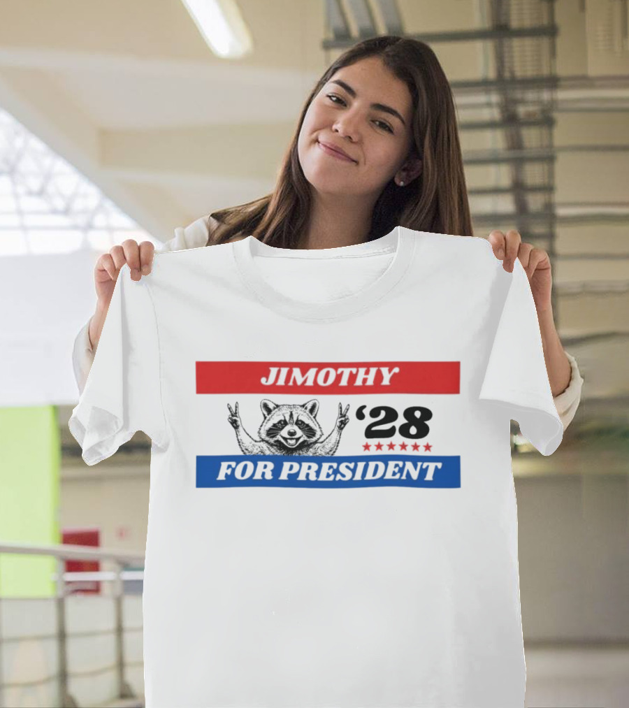 Jimothy Raccoon For President '28 Peace Victory Stars T-Shirt