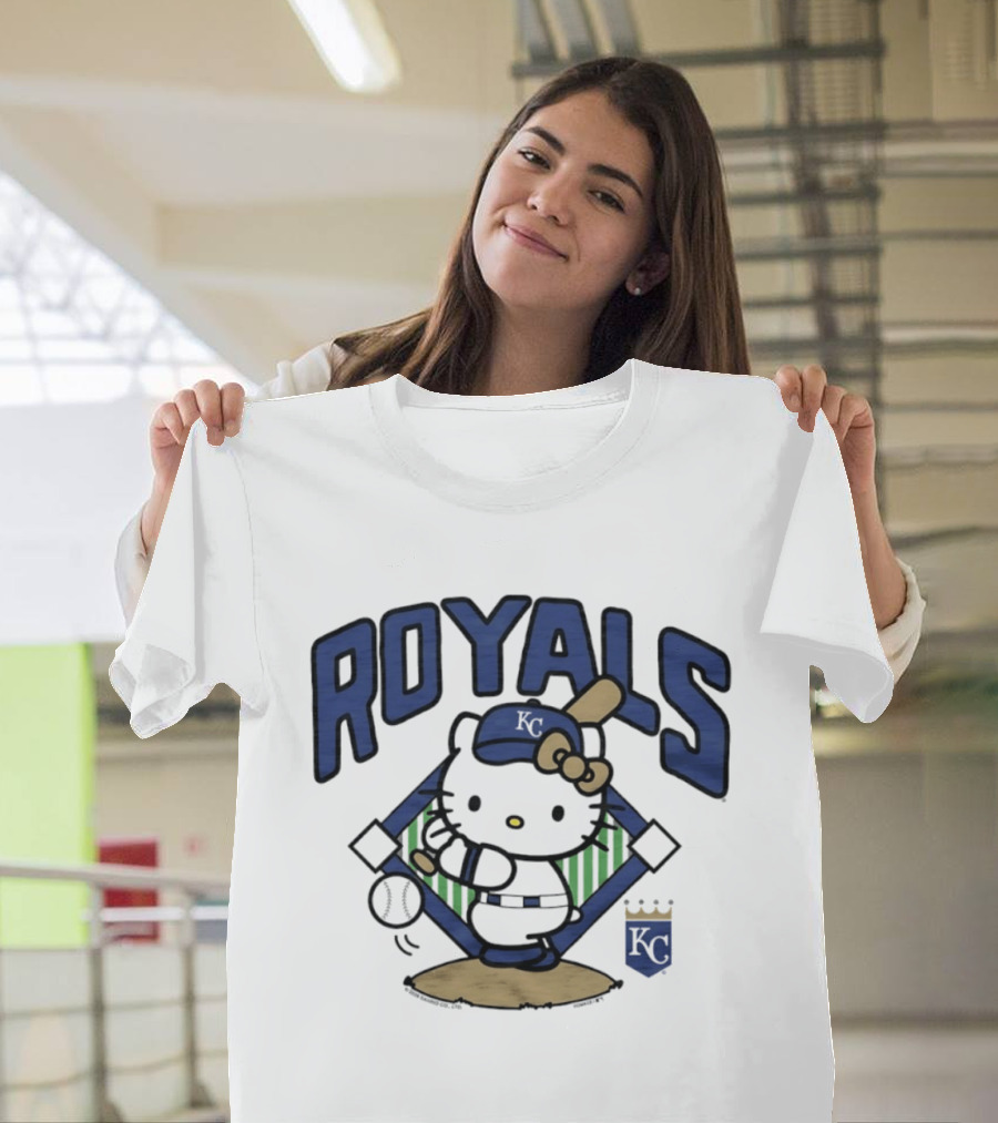 Hello Kitty Royals Baseball KC Batting Scene T-Shirt