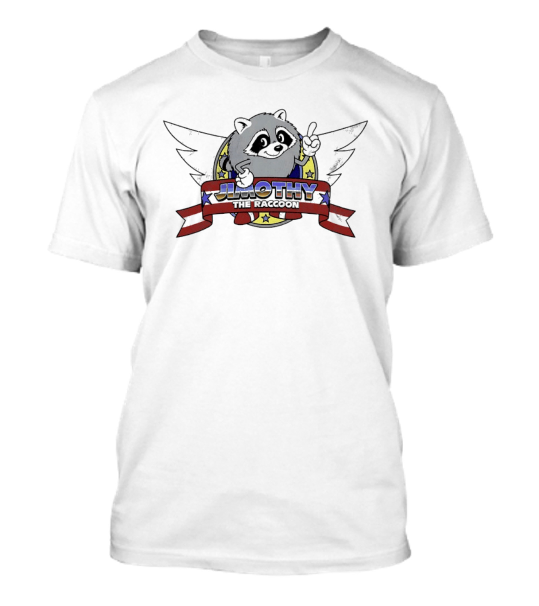 Jimothy The Raccoon Winged Star Banner Cartoon T-Shirt