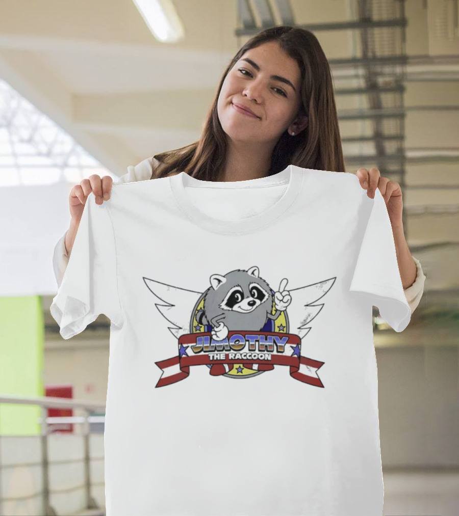 Jimothy The Raccoon Winged Star Banner Cartoon T-Shirt