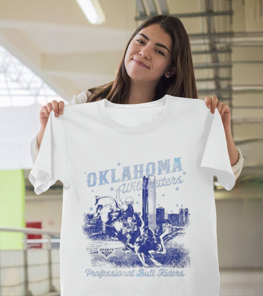 Oklahoma Wildcatters Professional Bull Riders Cowboy City Skyline T-Shirt