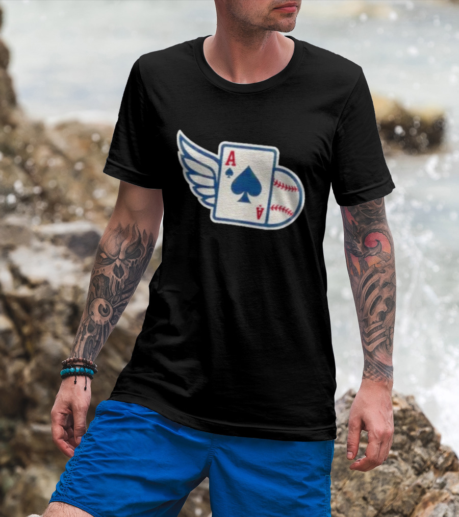Ace Of Spades Baseball Winged Playing Card T-Shirt