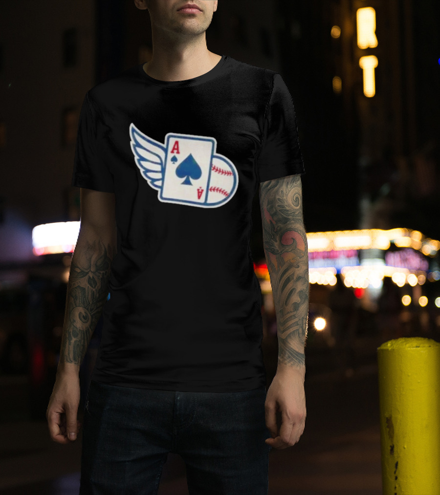 Ace Of Spades Baseball Winged Playing Card T-Shirt