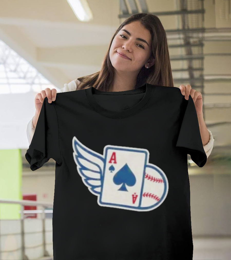 Ace Of Spades Baseball Winged Playing Card T-Shirt