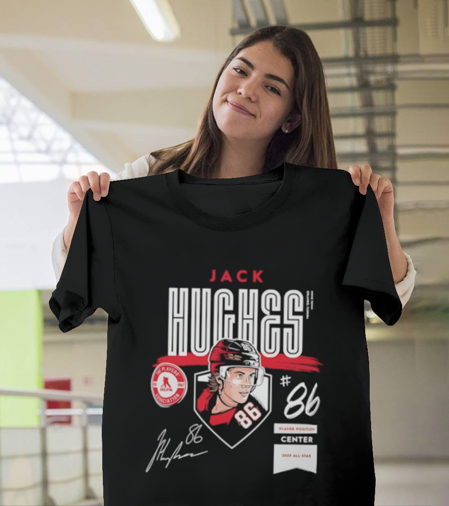 Jack Hughes 86 New Jersey Devils NHL Players Association Center 2026 All Star T-Shirt