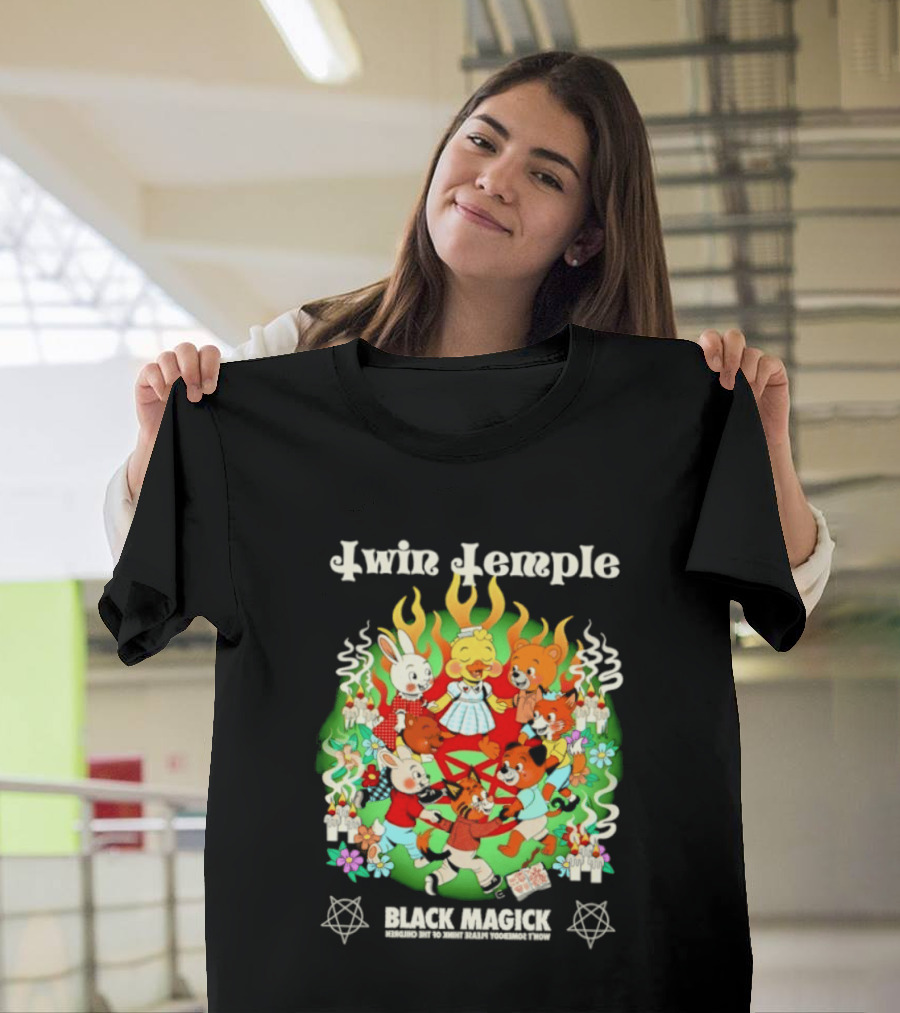 Twin Temple Black Magick Won't Somebody Please Think Of The Children Iconic Pentagram And Occult T-Shirt