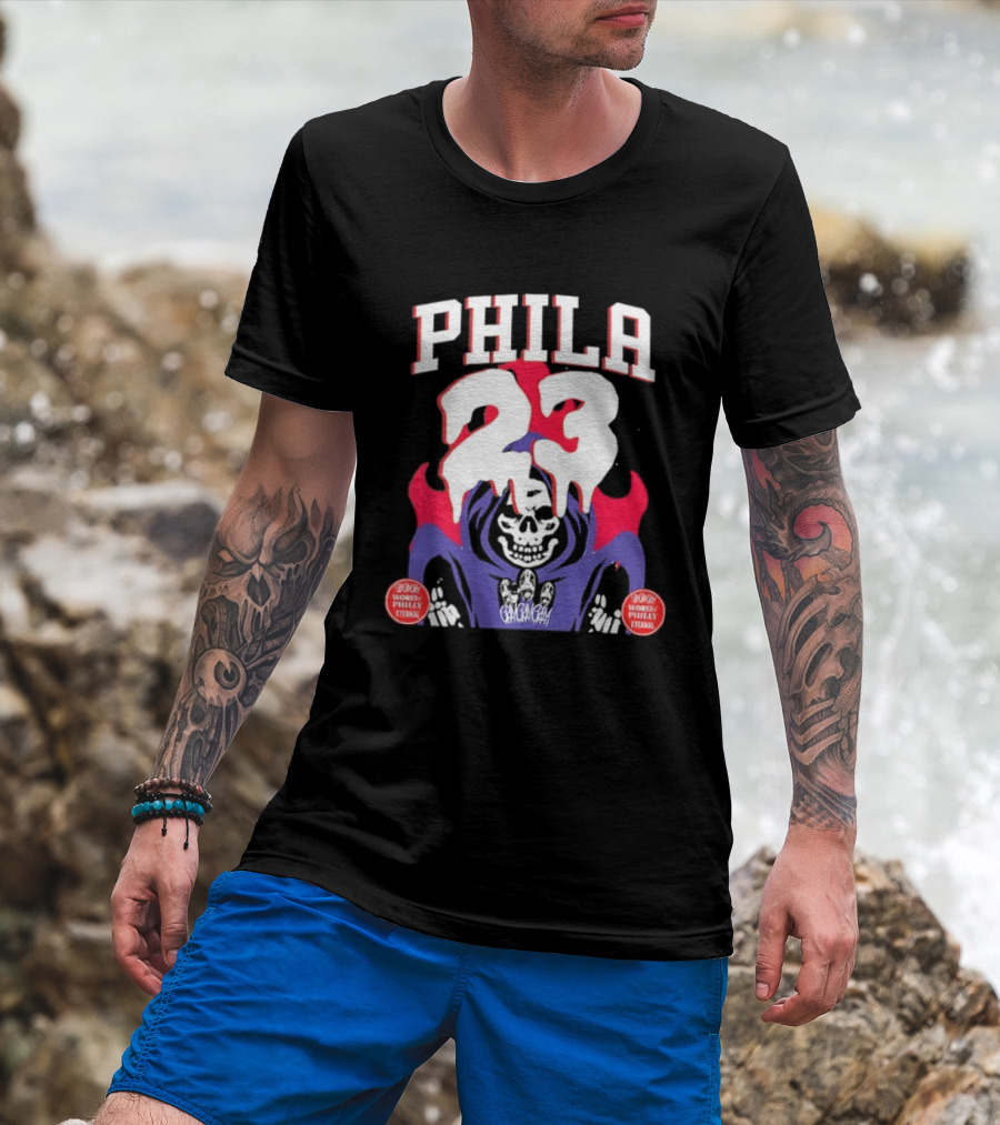PHILA 23 Skeleton Grim Reaper Spooky Philly Worst Eternal T-Shirt