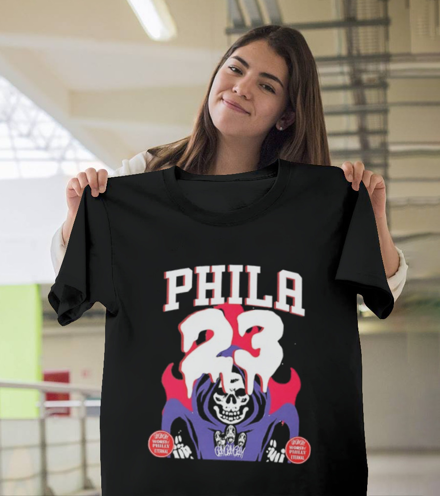 PHILA 23 Skeleton Grim Reaper Spooky Philly Worst Eternal T-Shirt