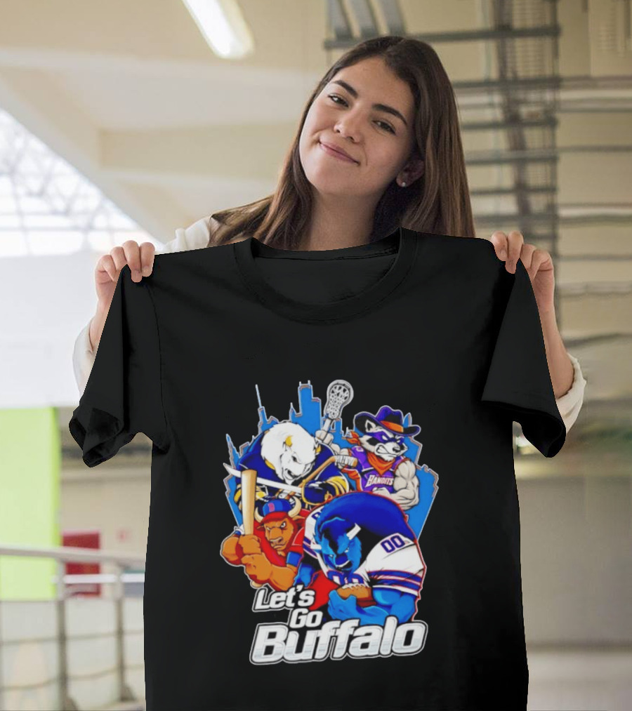 Let's Go Buffalo Bandits Sabres Bills Characters Sports Mascots T-Shirt