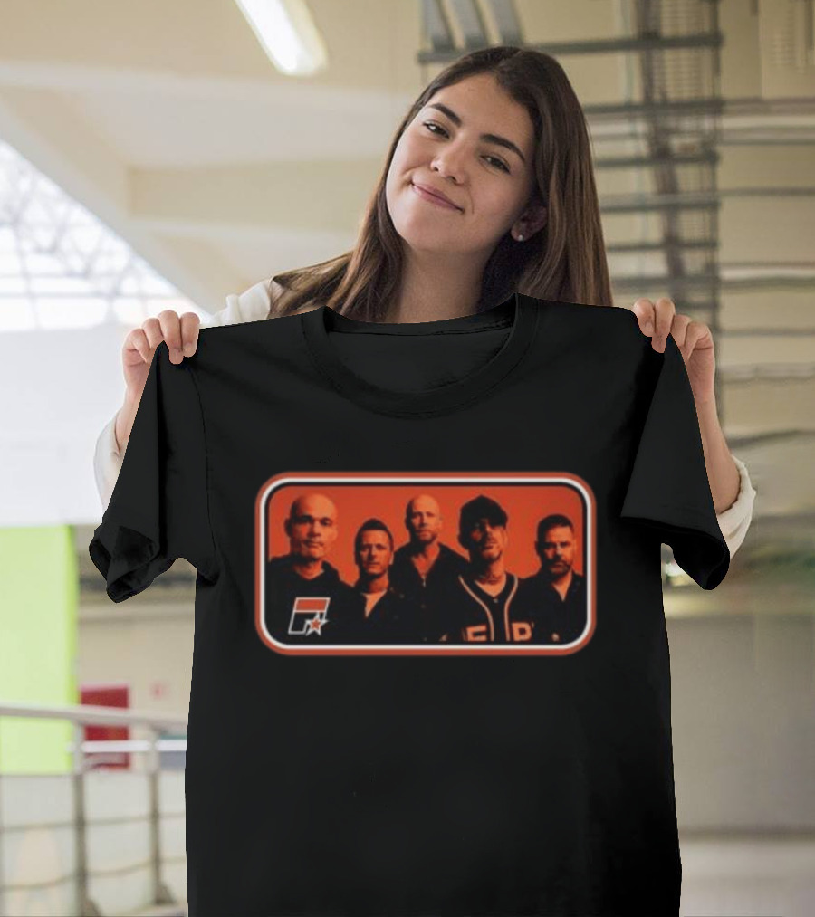 Five Store Stripe Photo 2026 Black F Symbol And Star Band T-Shirt