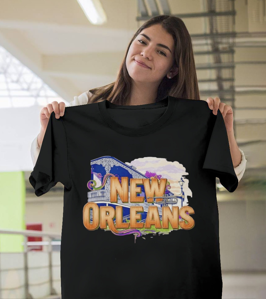 New Orleans Jazz Musical Vibes Trombone Balcony T-Shirt