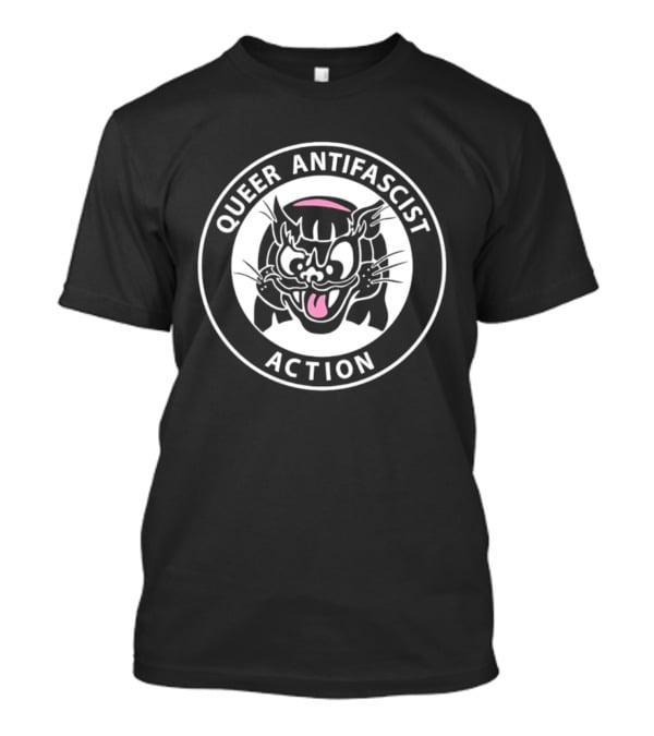 Queer Antifascist Action LGBTQ Cat T-Shirt