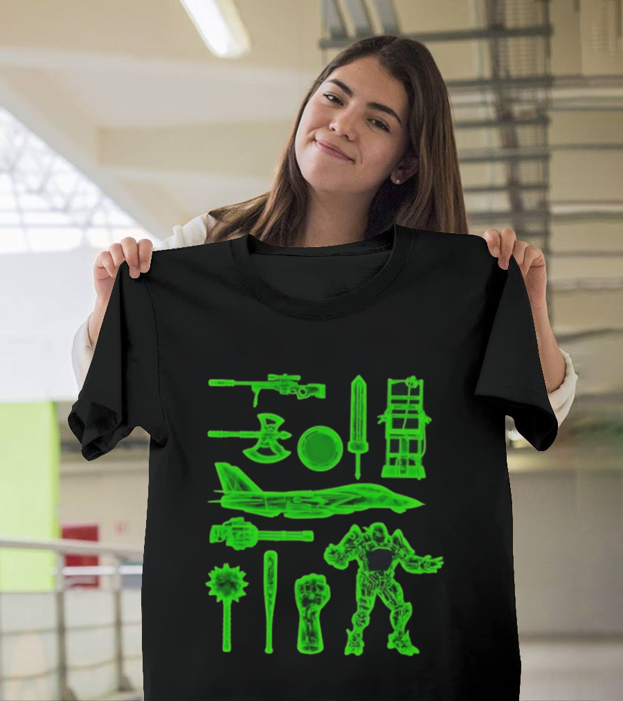 Ring Weapons Axe Sword Jet Robot Icon Collection T-Shirt