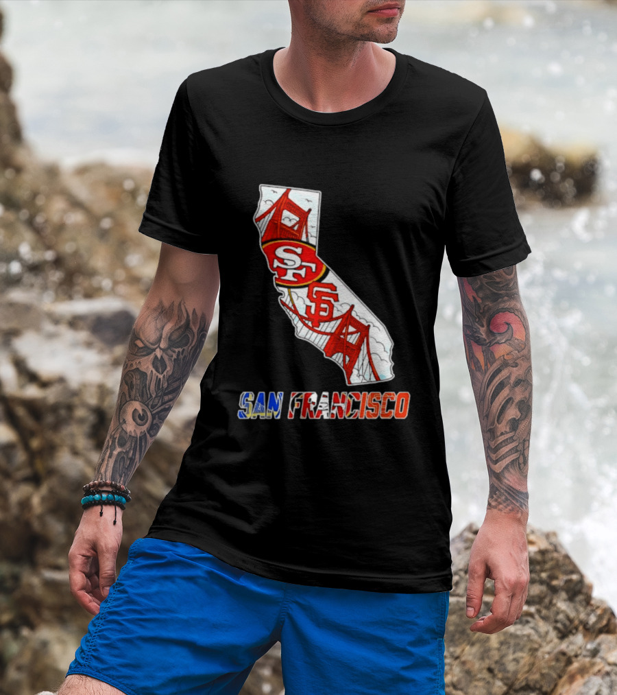San Francisco 49ers Giants California Map T-Shirt