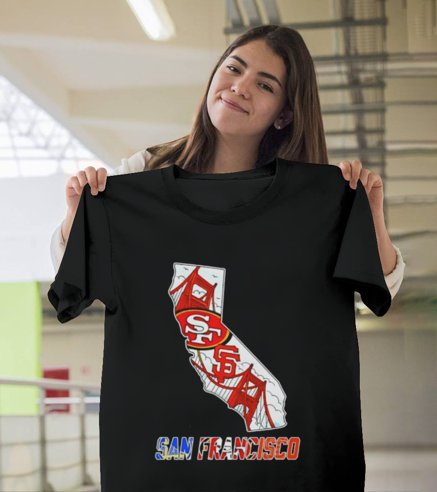 San Francisco 49ers Giants California Map T-Shirt