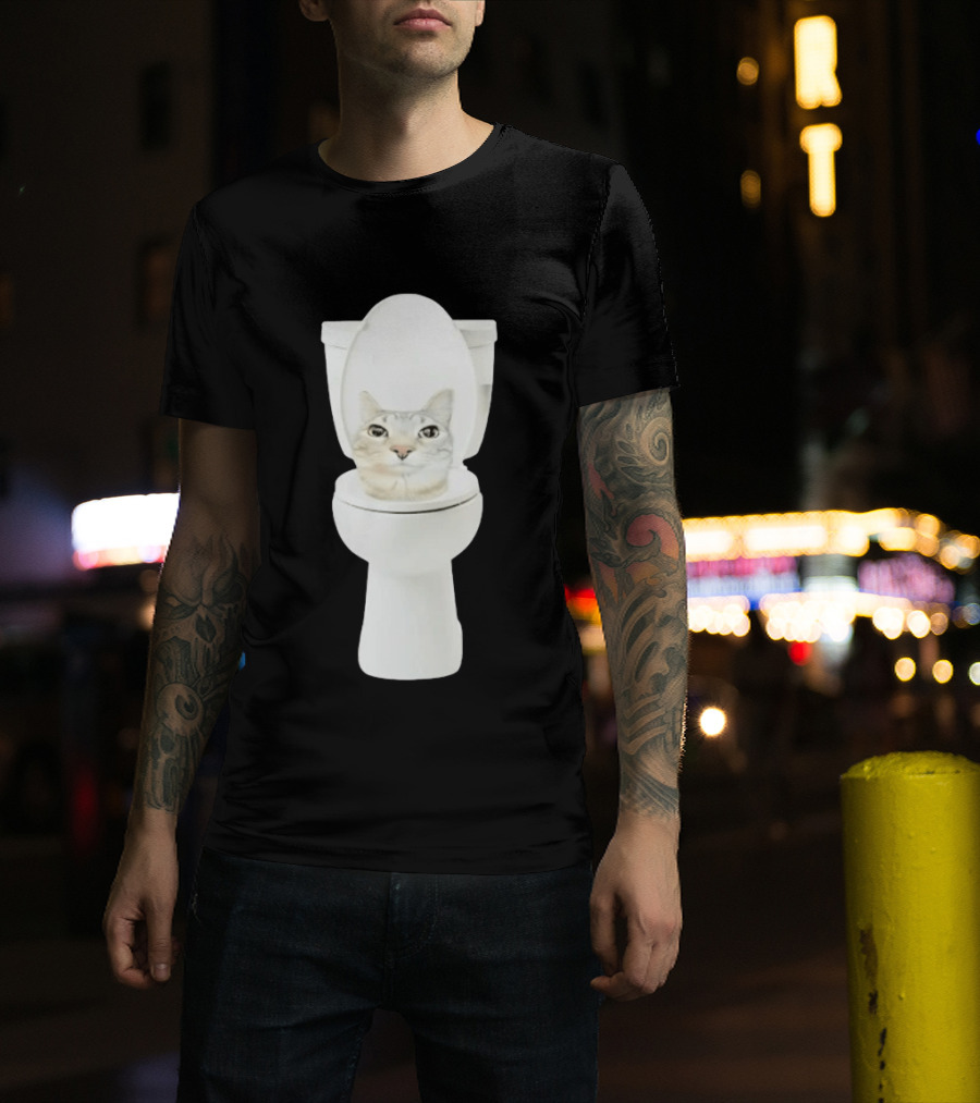 Skibidi Cat Toilet Humor Meme Fusion T-Shirt
