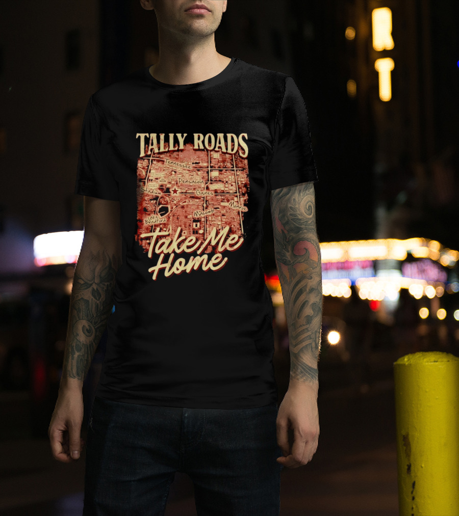 Tally Roads Map Take Me Home Tennessee Pensacola Stadium Monroe T-Shirt