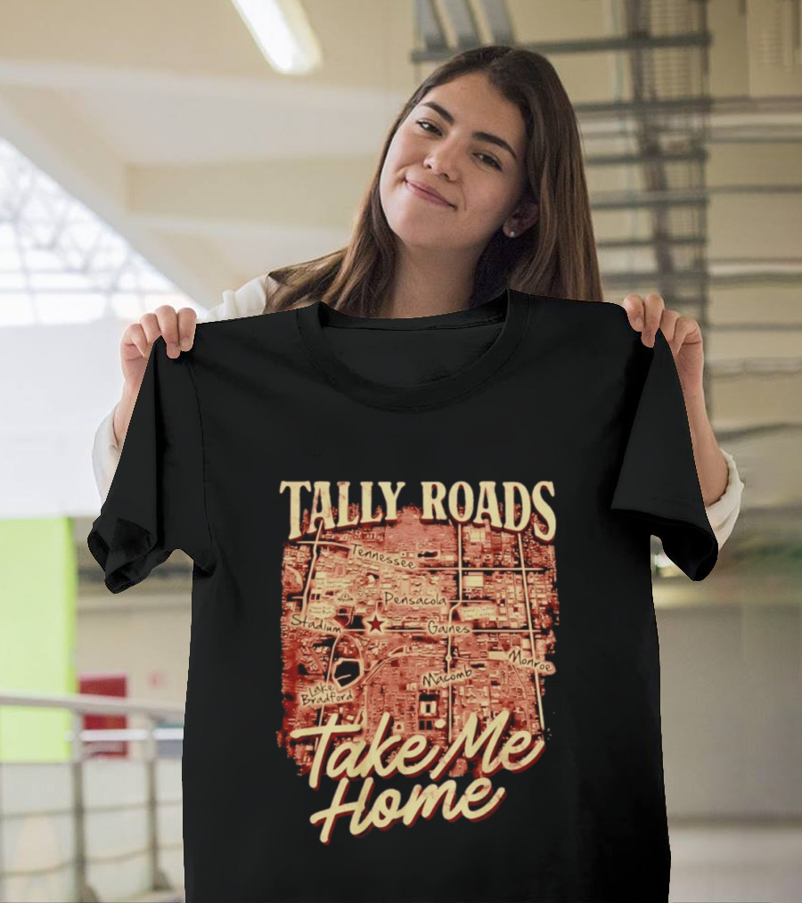 Tally Roads Map Take Me Home Tennessee Pensacola Stadium Monroe T-Shirt