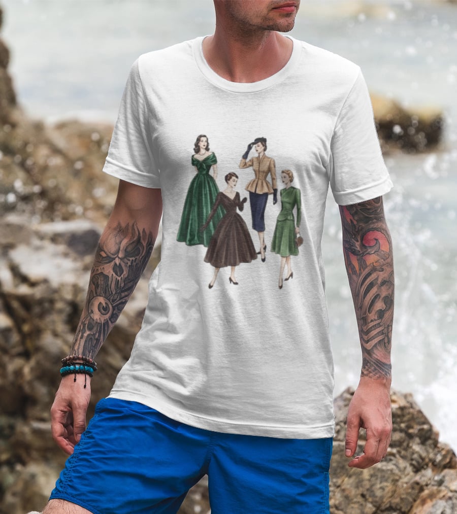 1950s Vintage Fashion Elegant Ladies Dresses T-Shirt