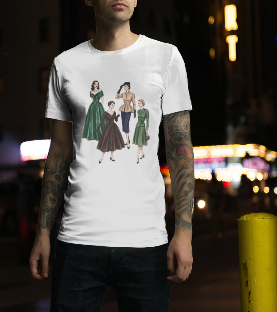 1950s Vintage Fashion Elegant Ladies Dresses T-Shirt