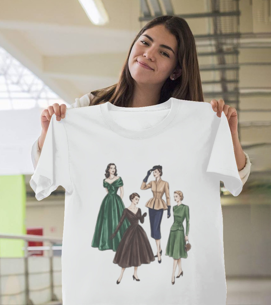 1950s Vintage Fashion Elegant Ladies Dresses T-Shirt