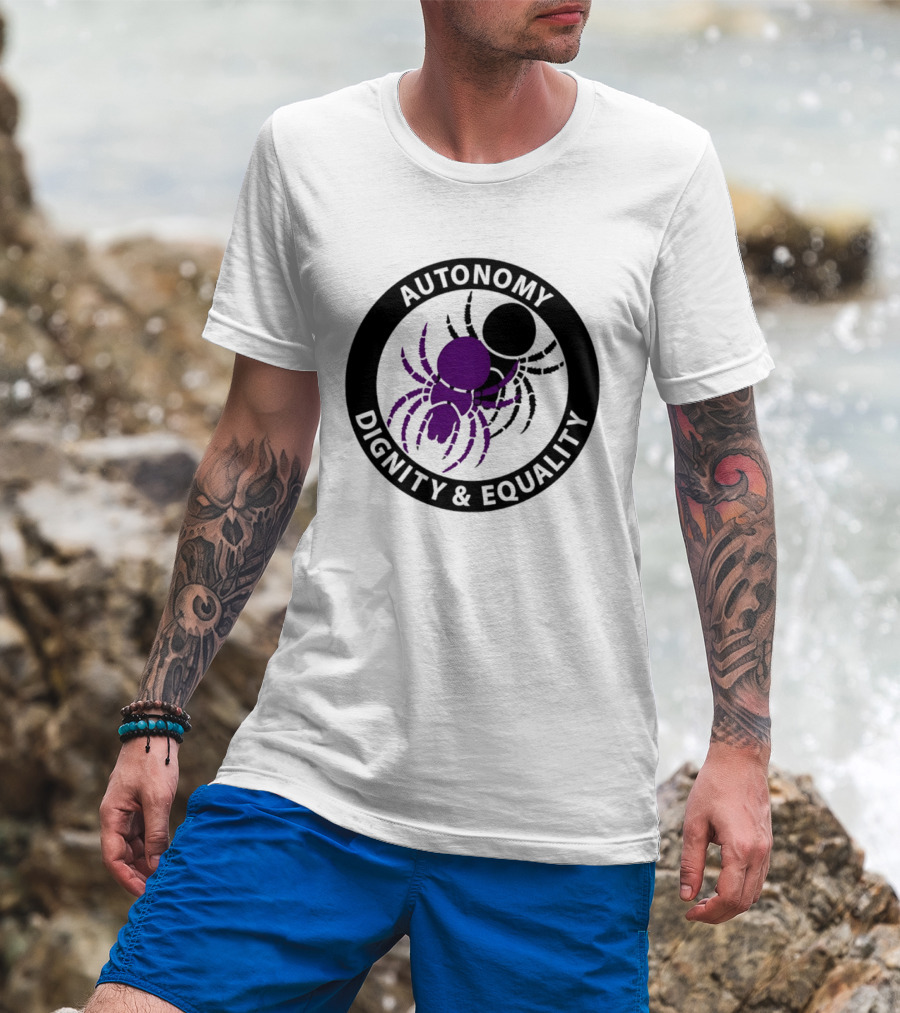 Autonomy Dignity Equality Purple Spider Emblem Social Justice T-Shirt