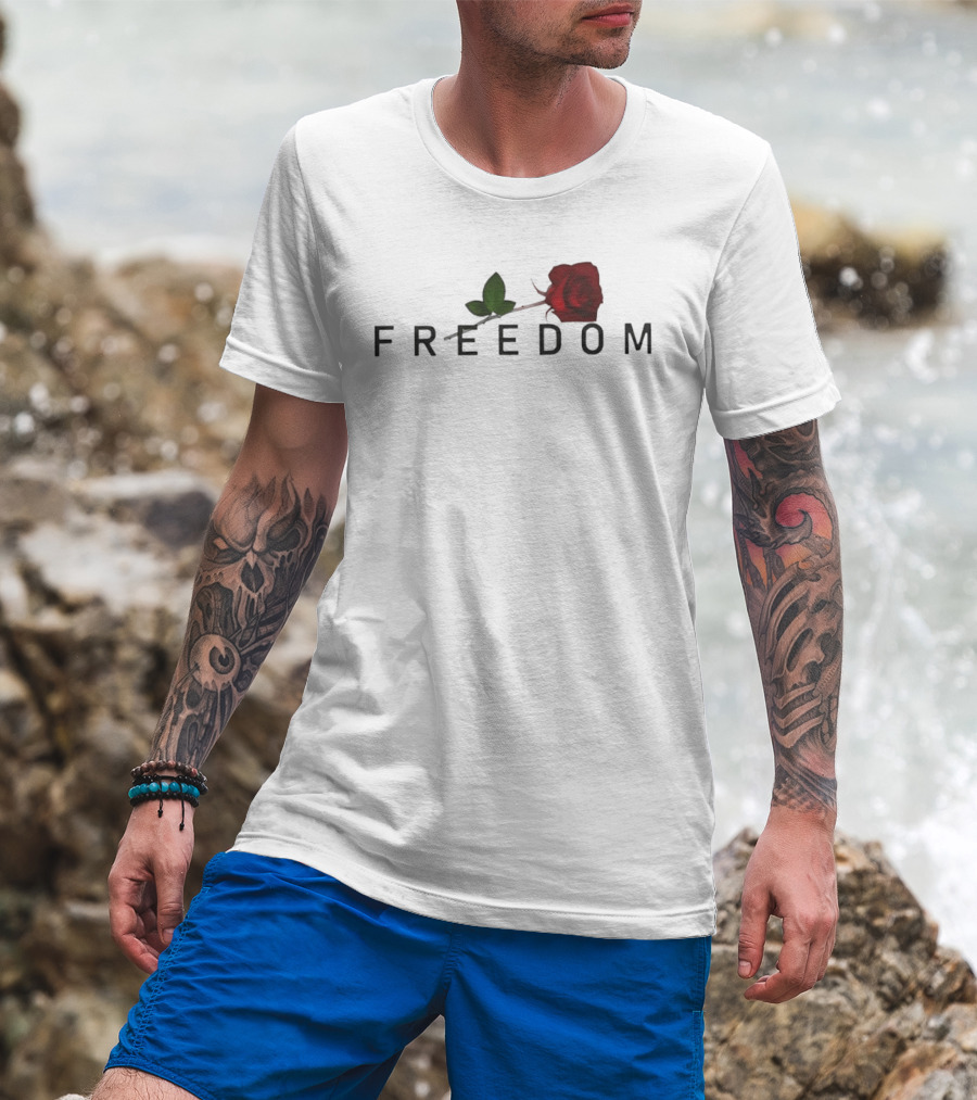 Freedom Red Rose Flower Charlie Kirk T-Shirt