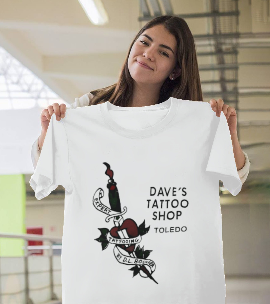Dave's Tattoo Shop Toledo Expert Tattooing By DL Boucher Heart And Dagger Tattoo T-Shirt