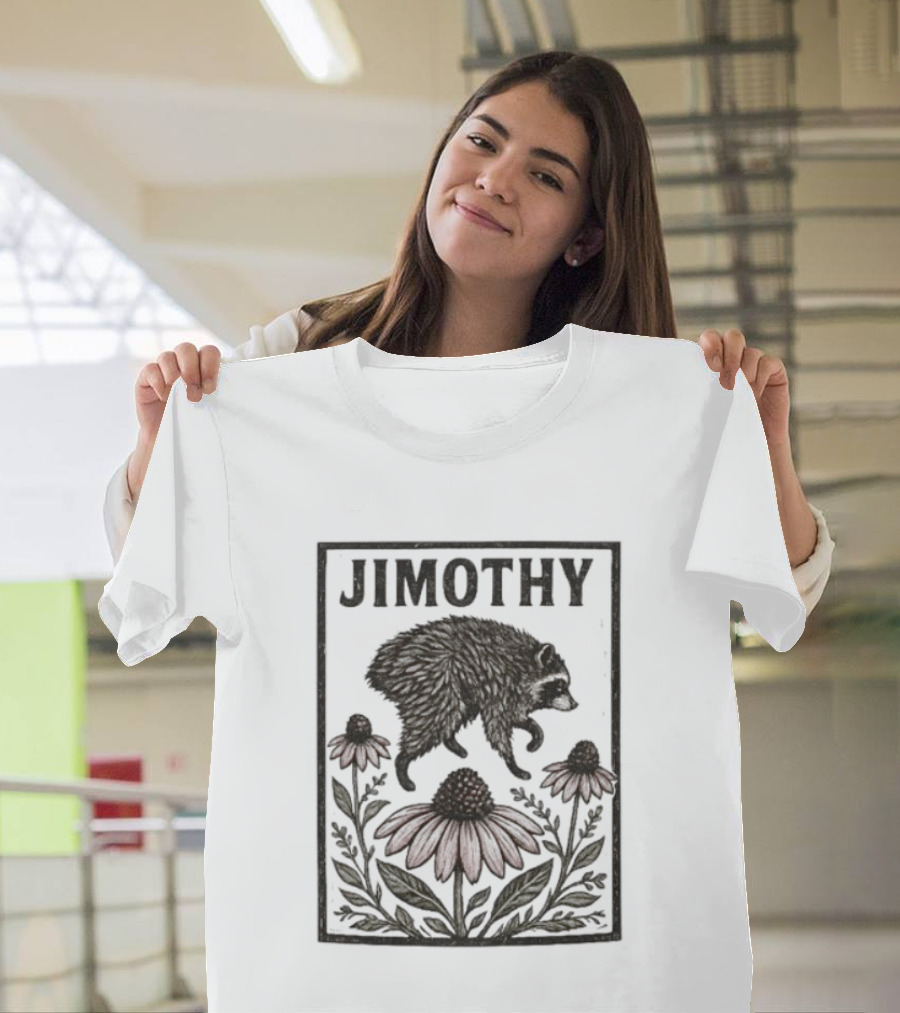 Jimothy Raccoon Coneflower Botanical Floral T-Shirt