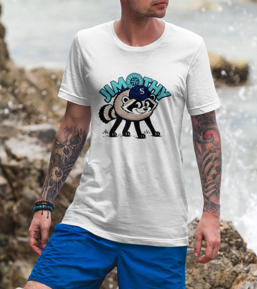 Jimothy Raccoon Seattle Night Cap With Star Compass T-Shirt