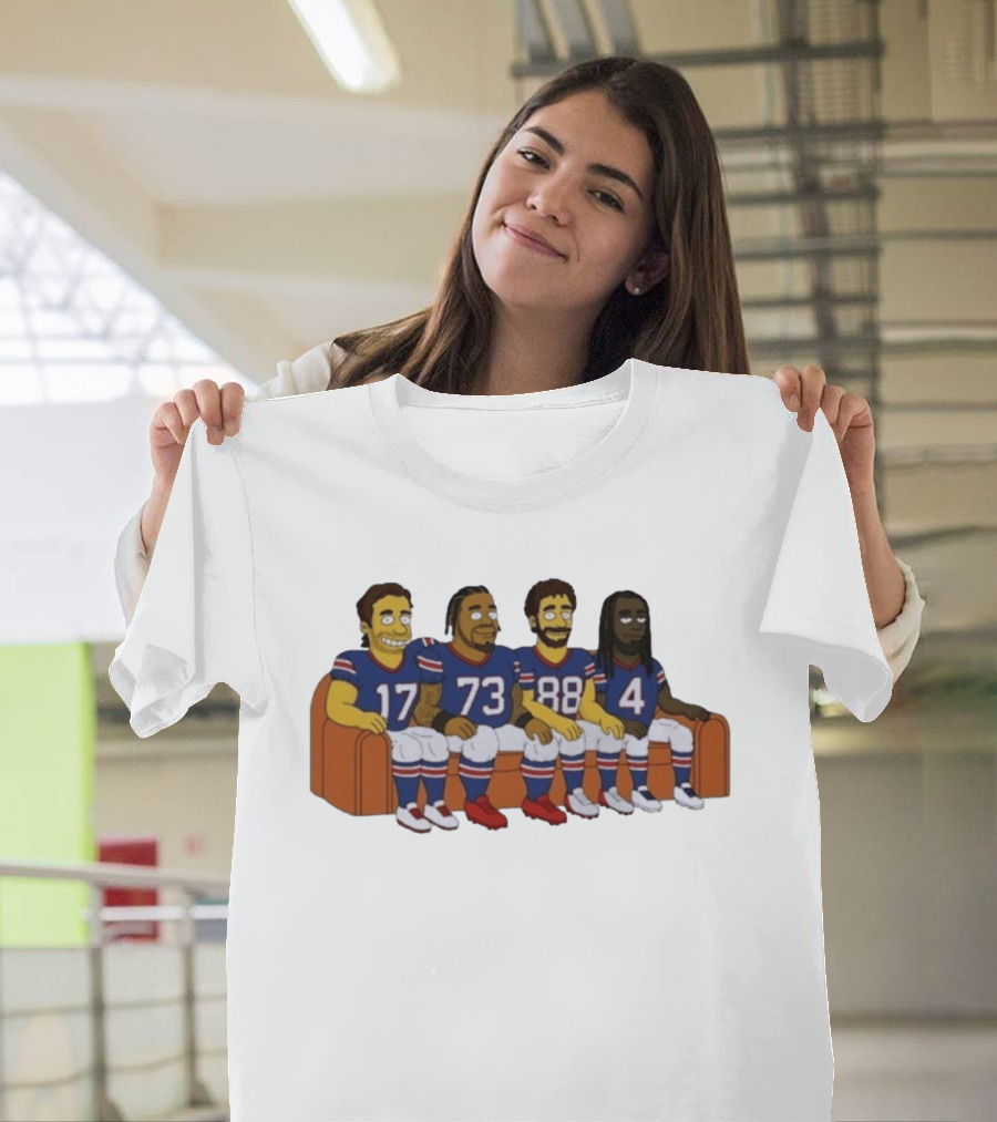 Williams Buffalo Bills Simpsons Styled Characters NFL Jersey Numbers 17 73 88 4 T-Shirt