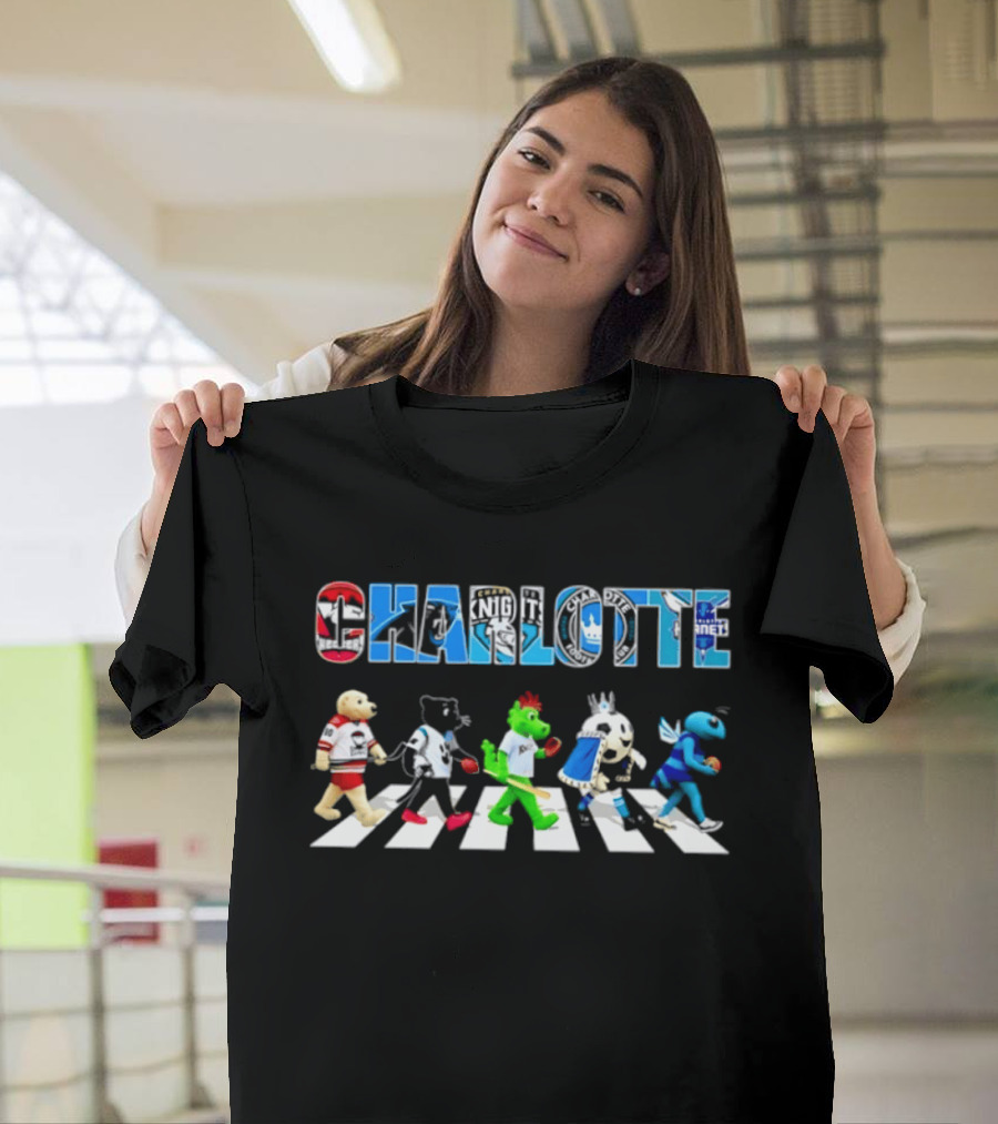 2026 Charlotte Sports Team Mascots Abbey Road Bowling Pin Parade T-Shirt