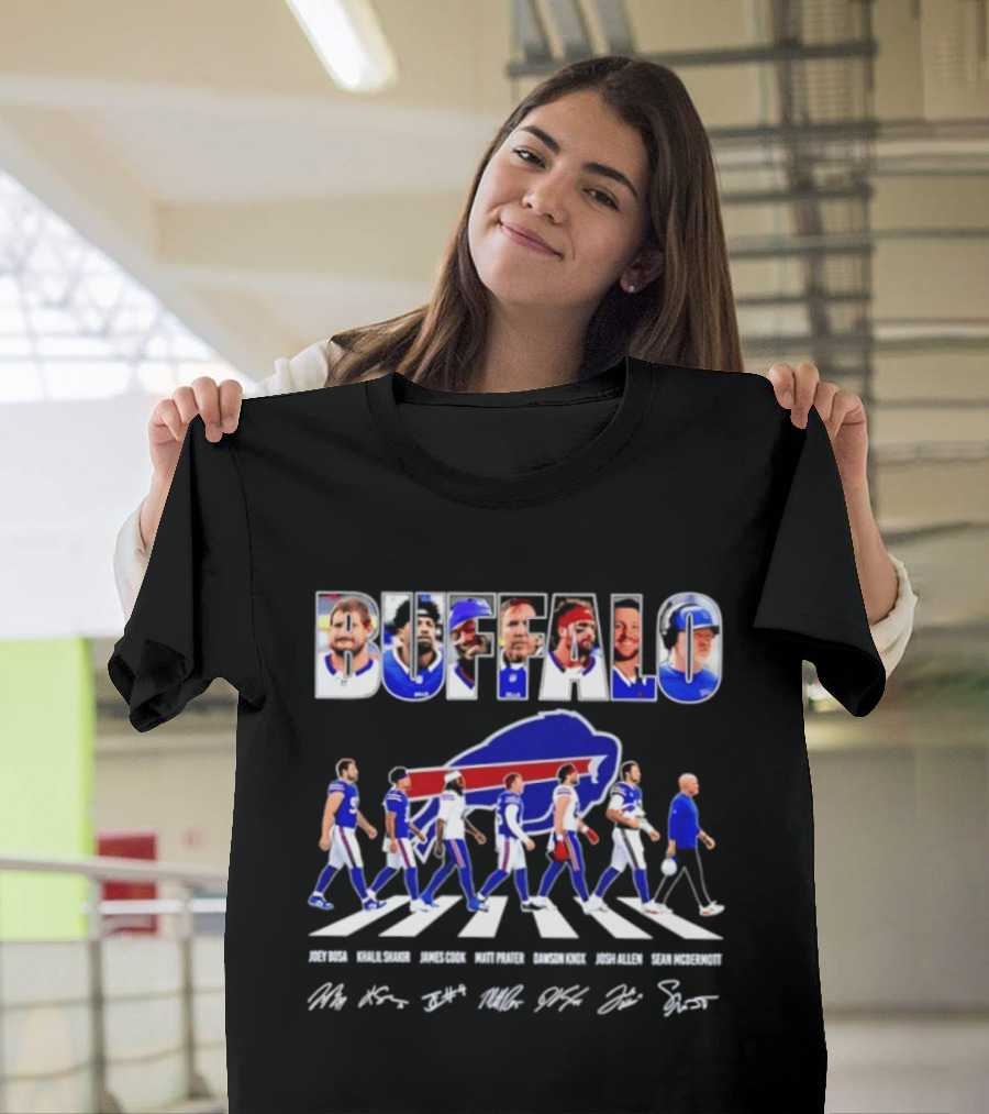 Buffalo Bills Players Abbey Road Sean McDermott Signatures NFL Team T-Shirt