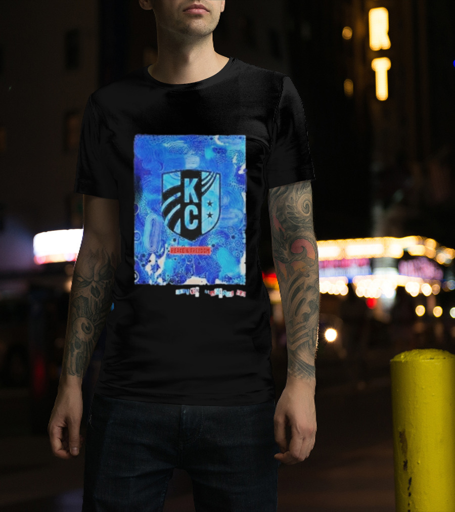 Kansas City Current KC Peace Freedom Blue T-Shirt