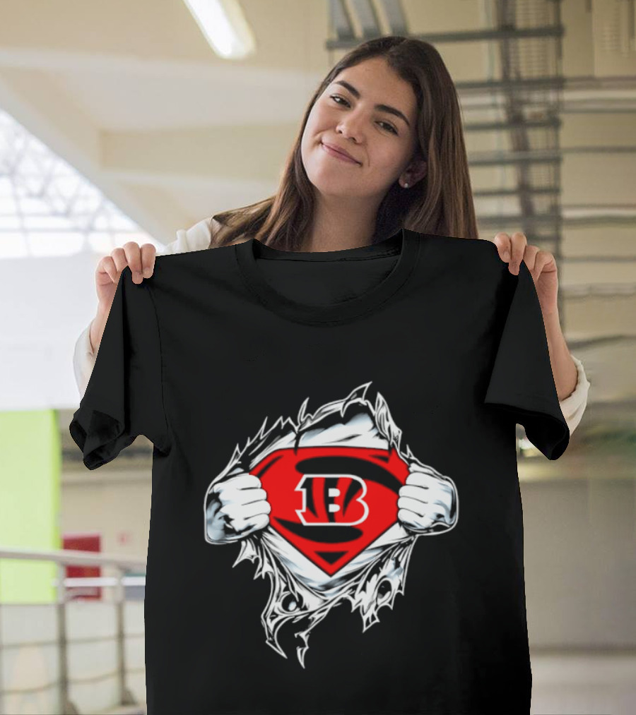Cincinnati Bengals 13 Superman Symbol Football T-Shirt