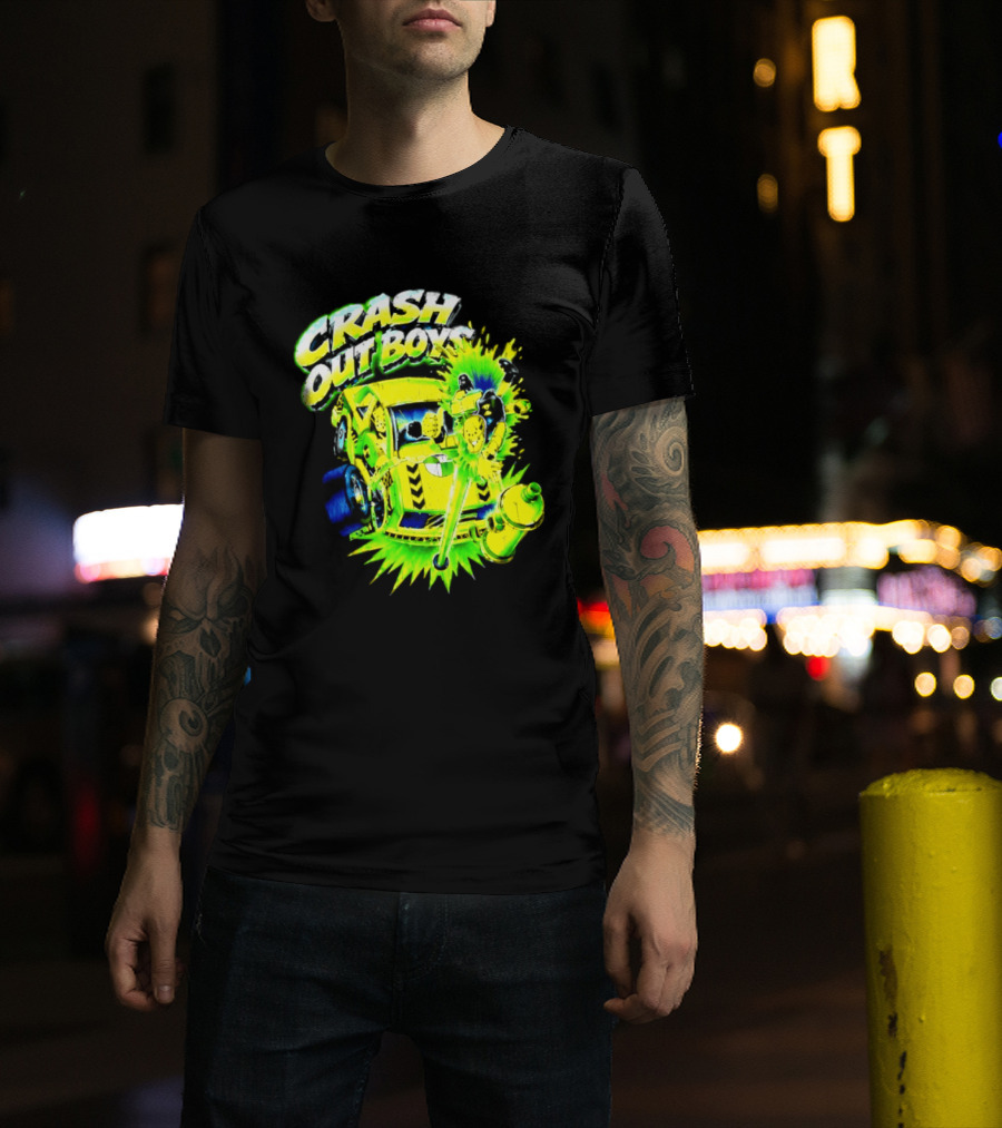Crash Out Boys Neon Green Punk Streetwear Sludge T-Shirt
