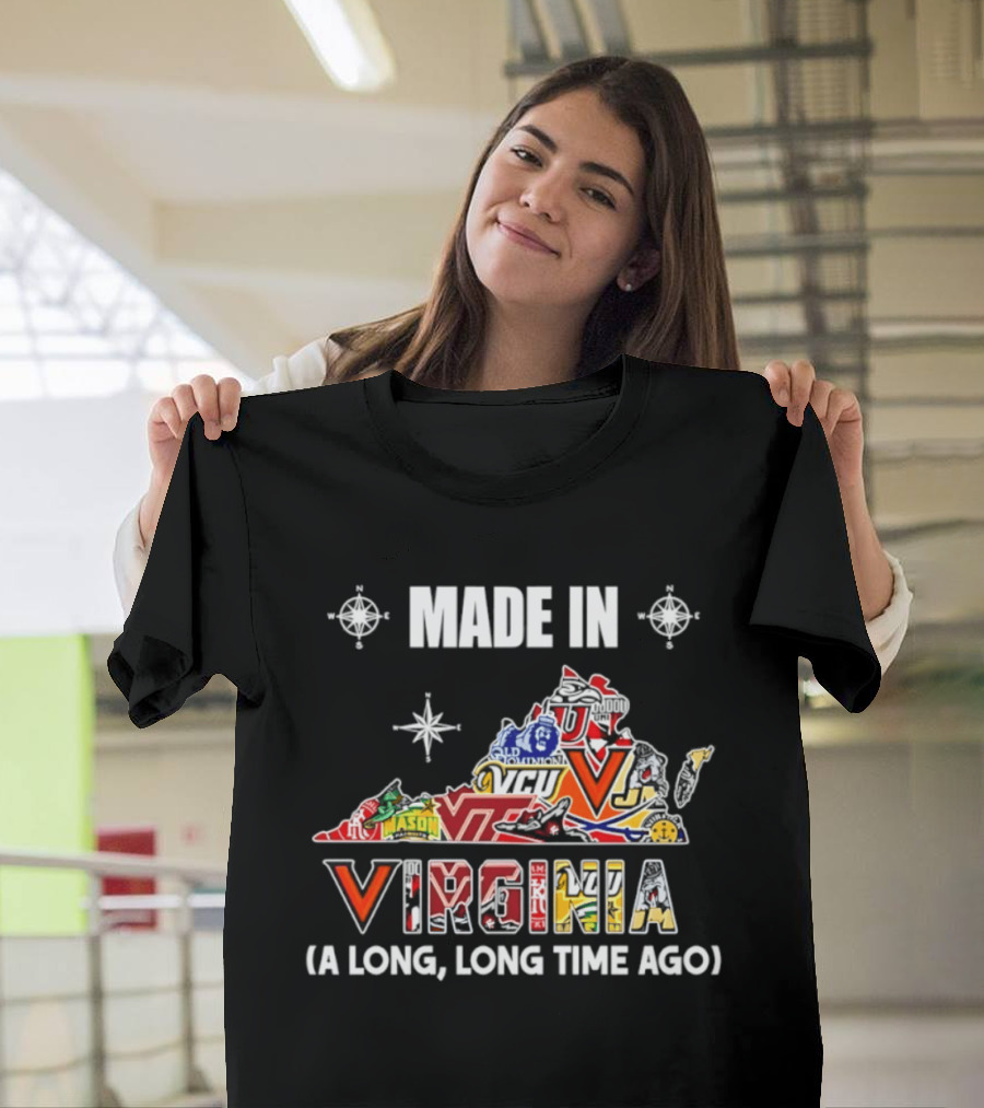 Made In Virginia Sports Team Map Virginia A Long Long Time Ago T-Shirt