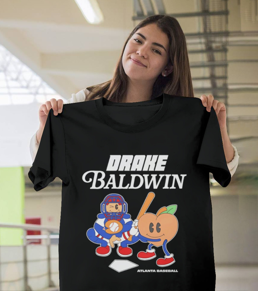 Drake Baldwin Atlanta Baseball Animated Peach Catcher T-Shirt